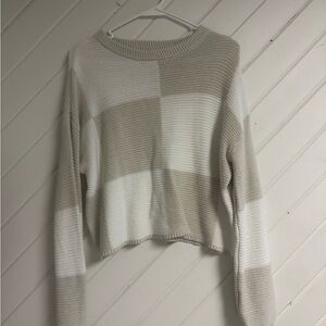 Striped Beige and White Women's Sweater